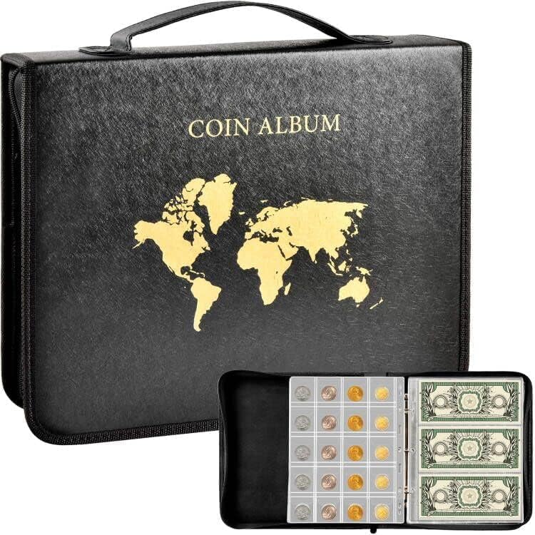 ANKHOH Coin Collection Book Holder for Collectors, 200 Pockets Coins Collecting Album & 30 Sleeves Paper Money Display Storage Case for Coin Currency Collection Supplies, Bill, Pennies, Quarters, Stamp - Image 1