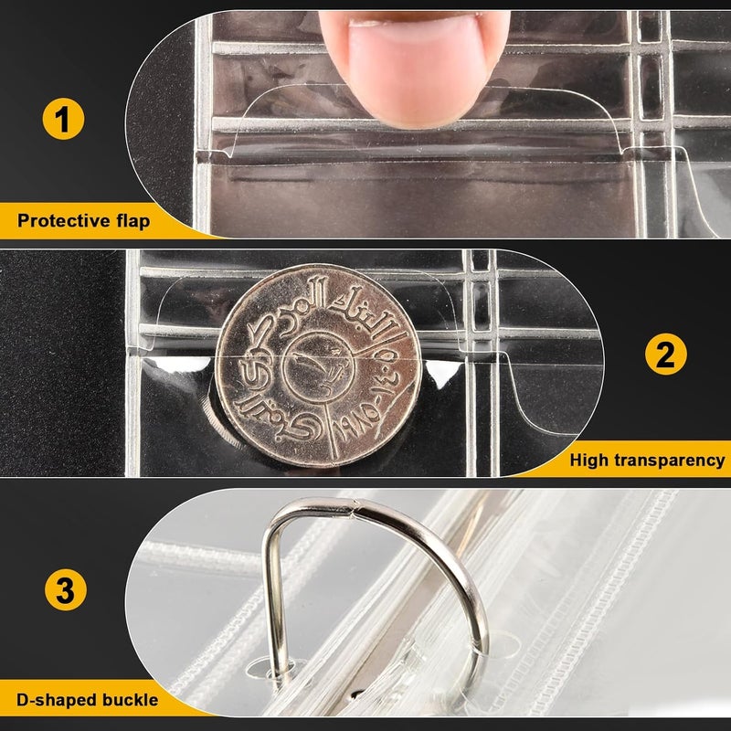 ANKHOH Coin Collection Book Holder for Collectors, 200 Pockets Coins Collecting Album & 30 Sleeves Paper Money Display Storage Case for Coin Currency Collection Supplies, Bill, Pennies, Quarters, Stamp - Image 5