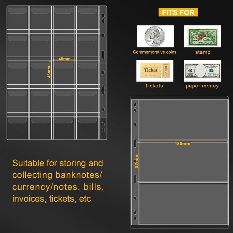 ANKHOH Coin Collection Book Holder for Collectors, 200 Pockets Coins Collecting Album & 30 Sleeves Paper Money Display Storage Case for Coin Currency Collection Supplies, Bill, Pennies, Quarters, Stamp - Image 4