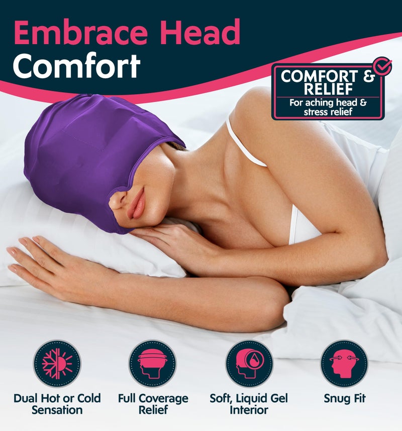 Magic Gel Migraine Ice Head Wrap - Real Migraine & Headache Relief | The Original Headache Cap | Cold, Comfortable, Dark & Cool; Endorsed by Physicians, Loved by Thousands - Purple - Image 2