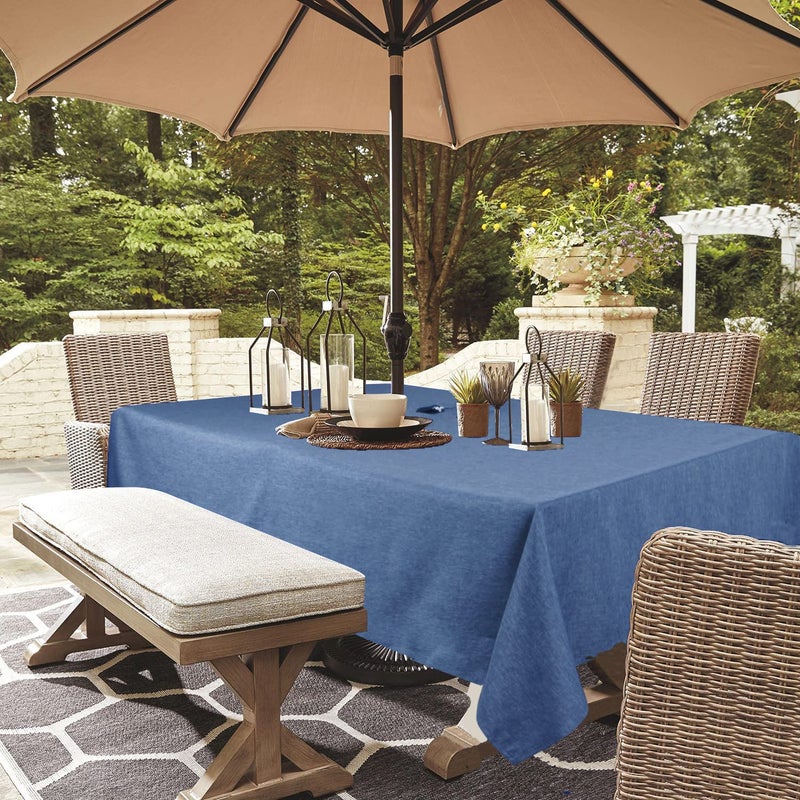 youngseahome Outdoor Tablecloth WrinkleFree Stain Resistant Waterproof Polyester Fabric Table Cover with Zipper Umbrella Hole for PicnicPartyDinnerPatio Garden6084inchZipperedDenim Blue