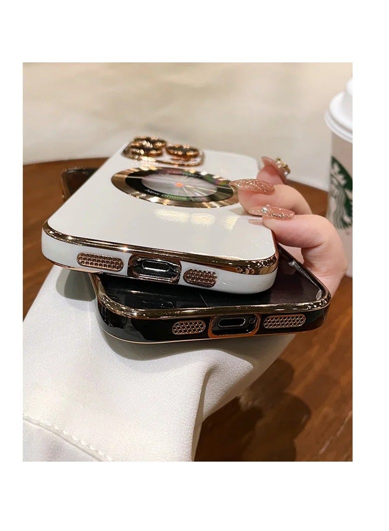 AROAQ Magnetic Case For Iphone, Wireless Charging Magsafe Lens Film Cover, Anti-scratch Luxury Plating Logo Hole Strong Magnetic Case For Iphone 15 Pro Max, 15 Plus, Pro, ( Black Color) - Image 2