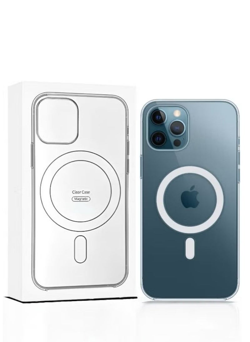 ماجنيتك جراب مغناطيسي لموبايل (آيفون 12 برو ماكس) متوافق مع ماج سيف MagSafe، غطاء جوال شفاف رفيع ومضاد للصدمات, مصنوع من مادة البولي يوريثين حراري - Image 1