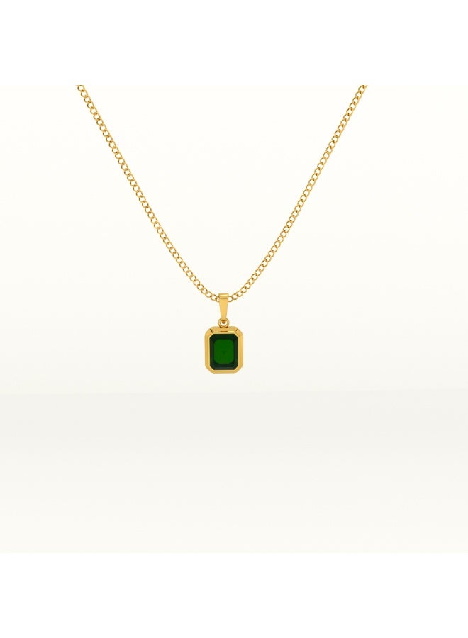 PALMONAS 18k Gold Tone Plated Classic Emerald Necklace
 for Women - Image 1
