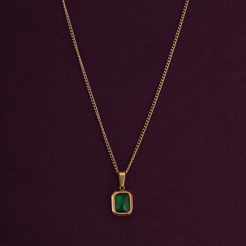PALMONAS 18k Gold Tone Plated Classic Emerald Necklace
 for Women - Image 3