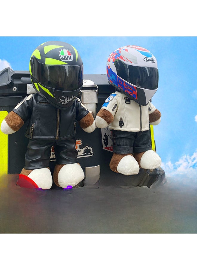 Motorcycle Tail Box Doll Toy Bear Bmw Rally Bear Agvshoei Helmet Model Toy Motorcycle Rear Box Doll Bmw Rally Agvshoei Helmet-Color:Little Black Bear + Shoei Black Ant  - Image 2