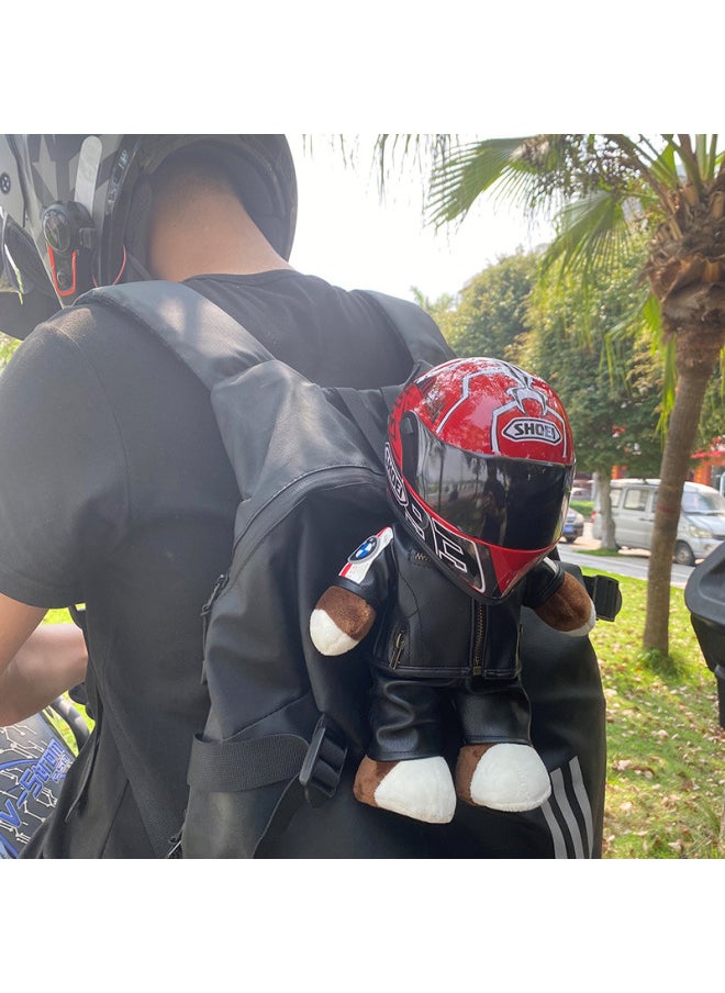 Motorcycle Tail Box Doll Toy Bear Bmw Rally Bear Agvshoei Helmet Model Toy Motorcycle Rear Box Doll Bmw Rally Agvshoei Helmet-Color:Little Black Bear + Shoei Black Ant  - Image 4