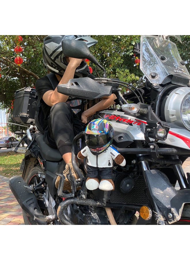 Motorcycle Tail Box Doll Toy Bear Bmw Rally Bear Agvshoei Helmet Model Toy Motorcycle Rear Box Doll Bmw Rally Agvshoei Helmet-Color:Little Black Bear + Shoei Black Ant  - Image 3