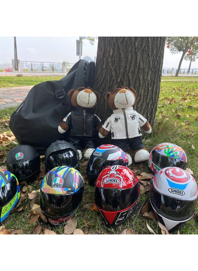 Motorcycle Tail Box Doll Toy Bear Bmw Rally Bear Agvshoei Helmet Model Toy Motorcycle Rear Box Doll Bmw Rally Agvshoei Helmet-Color:Little Black Bear + Shoei Black Ant  - Image 5