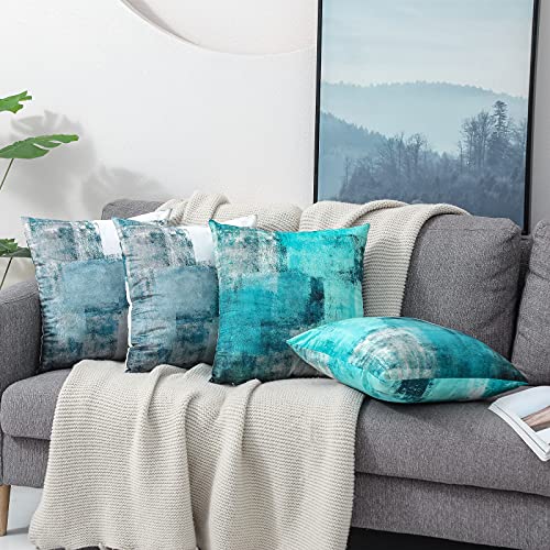 OYIMUA Blue Throw Pillow Covers 18x18,Modern Abstract Blue and Gray Couch Pillow Covers,Decorative Accent Pillow Cover,Square Pillow Cases for Sofa Living Room Bedroom Set of 2 - Image 5