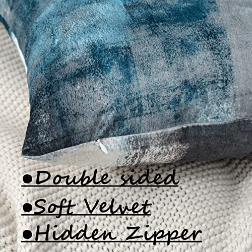 OYIMUA Blue Throw Pillow Covers 18x18,Modern Abstract Blue and Gray Couch Pillow Covers,Decorative Accent Pillow Cover,Square Pillow Cases for Sofa Living Room Bedroom Set of 2 - Image 2