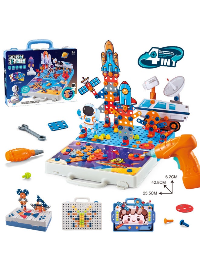 Children's Screw Assembly Toy Science And Education Stem Building Blocks Mushroom Nails Puzzle Toolbox Practical Birthday Gift-Color:Electric Drill Model [shark + Dolphin] 262pcs - Image 5