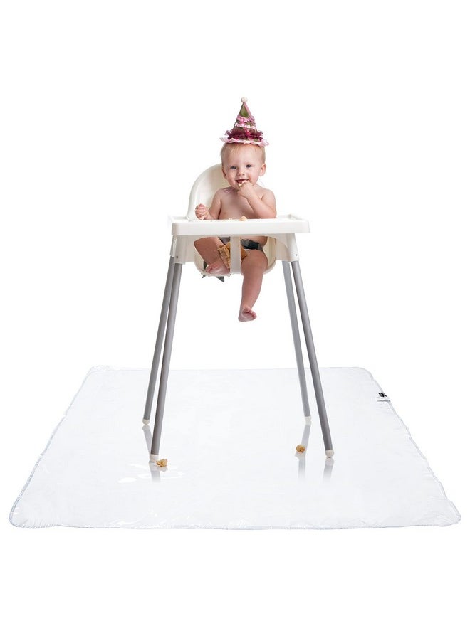 GRACO - Under High Chair Mat Clear Waterproof & Washable Plastic Foodspill Catcher 50" Eating Painting & Art Floor Cover Clear - Image 1