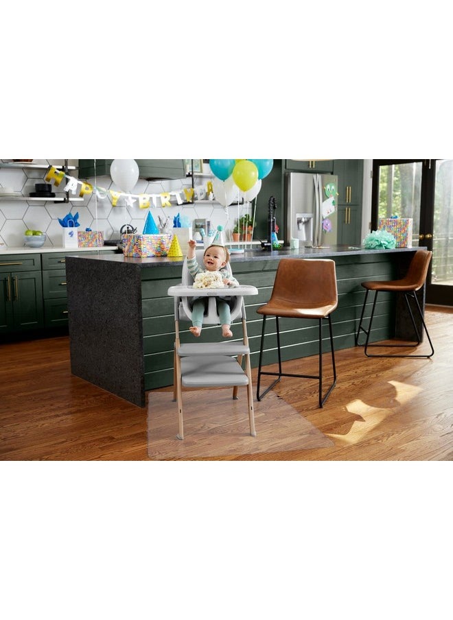 GRACO - Under High Chair Mat Clear Waterproof & Washable Plastic Foodspill Catcher 50" Eating Painting & Art Floor Cover Clear - Image 1