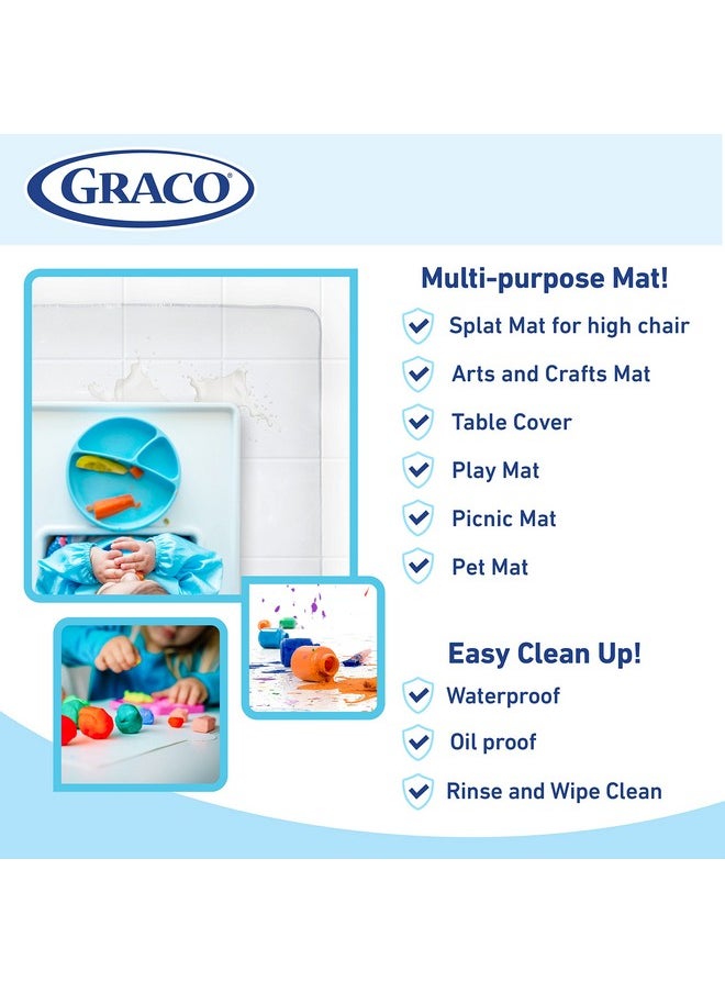 GRACO - Under High Chair Mat Clear Waterproof & Washable Plastic Foodspill Catcher 50" Eating Painting & Art Floor Cover Clear - Image 1