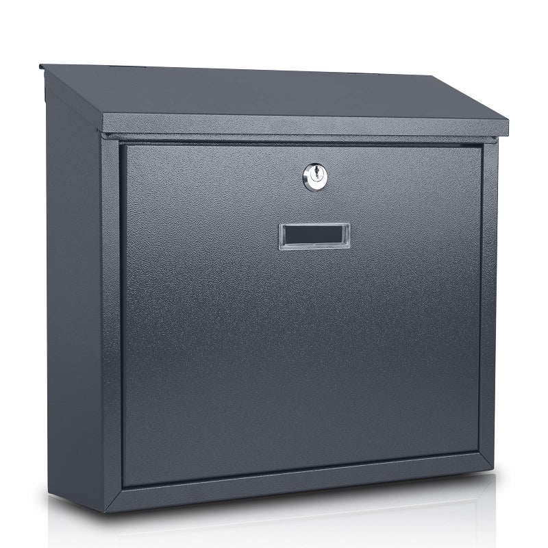 xydled Mail Boxes with Key LockLocking Mailbox Wall Mounted Large Capacity Galvanized Steel Cover Metal Postbox for House 14 X 125 X 425 Inch Grey