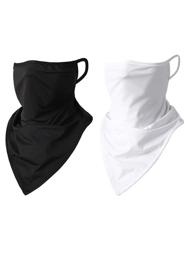 GUSGU 2PCS Neck Gaiter with Ear Loops UV Sun Protection Face Scarf Bandana For Men Balaclava Cover for Outdoors, Motorcycle, Biking White&Black - Image 1