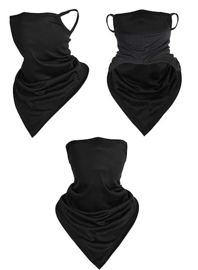GUSGU 2PCS Neck Gaiter with Ear Loops UV Sun Protection Face Scarf Bandana For Men Balaclava Cover for Outdoors, Motorcycle, Biking White&Black - Image 5
