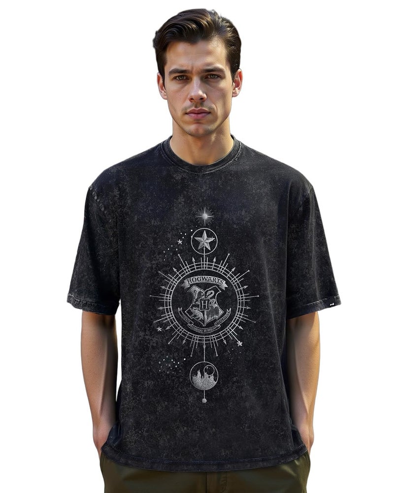 Bewakoof Cotton Official Harry Potter Merchandise Men's Graphic Printed Oversized T-Shirt_625622_ Black_ XL - Image 1