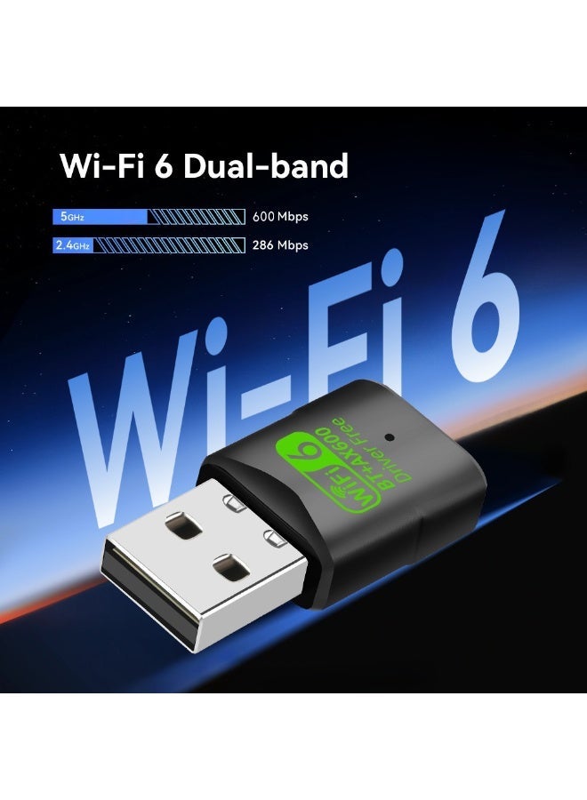 ESCASE Bluetooth Wireless 5.4 USB WiFi Adapter, Mini WiFi 6 USB Adapter Dual Band 5GHz 600Mbps + 2.4GHz 286Mbps,USB Wireless Adapter for Desktop PC Laptop,Support Windows 11/10/7 - Image 3