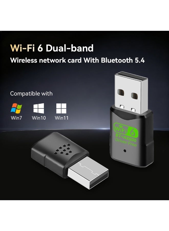ESCASE Bluetooth Wireless 5.4 USB WiFi Adapter, Mini WiFi 6 USB Adapter Dual Band 5GHz 600Mbps + 2.4GHz 286Mbps,USB Wireless Adapter for Desktop PC Laptop,Support Windows 11/10/7 - Image 2