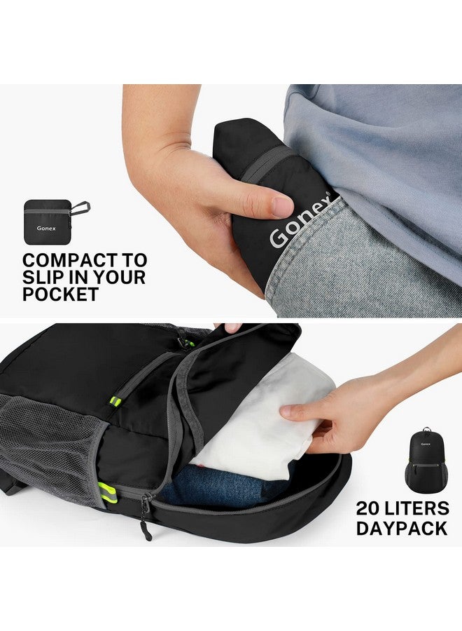 Gonex Ultra Lightweight Packable Backpack Daypack Handy Foldable Camping Outdoor Travel Cycling School Backpacking(Black) - Image 4