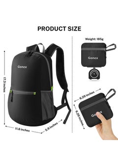 Gonex Ultra Lightweight Packable Backpack Daypack Handy Foldable Camping Outdoor Travel Cycling School Backpacking(Black)  - Image 2