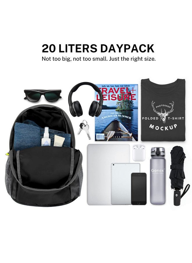 Gonex Ultra Lightweight Packable Backpack Daypack Handy Foldable Camping Outdoor Travel Cycling School Backpacking(Black) - Image 3