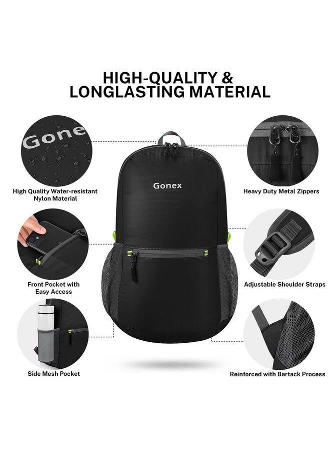 Gonex Ultra Lightweight Packable Backpack Daypack Handy Foldable Camping Outdoor Travel Cycling School Backpacking(Black) - Image 5