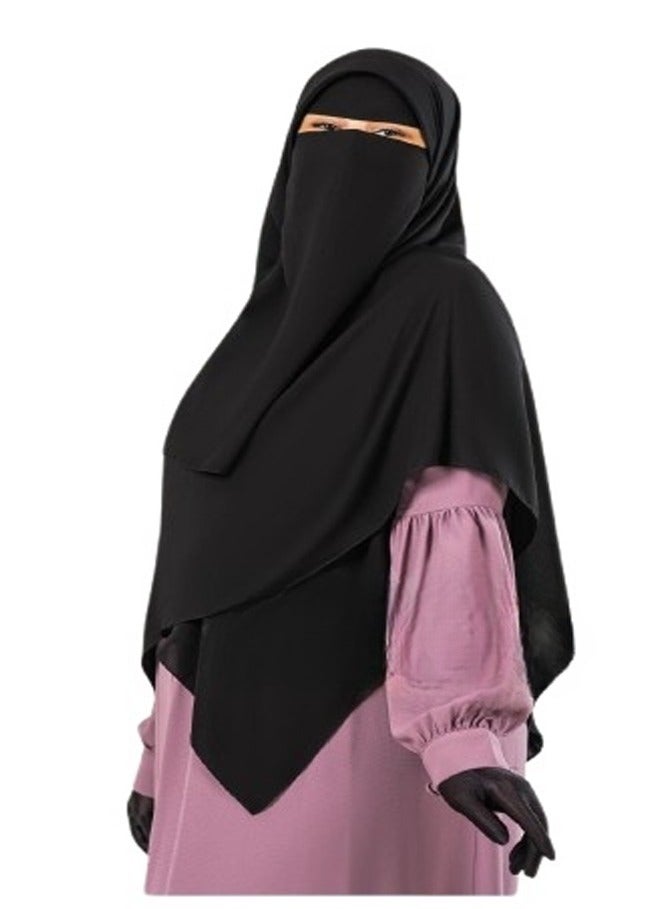 رسالة لنقاب ماليزي 3 قطع – شيفون سعودي عالي الجودة - Image 3