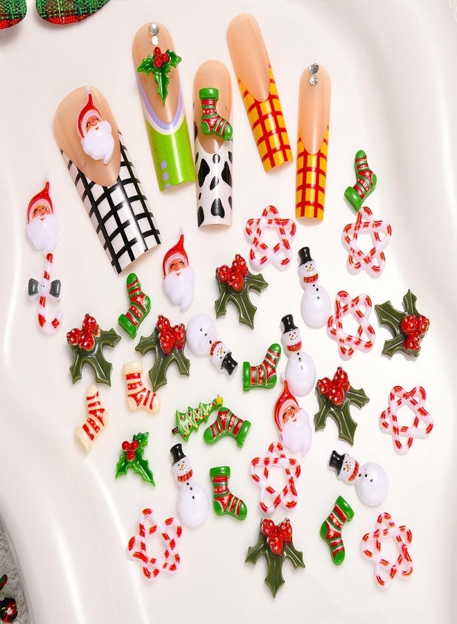 UCCASA 50Pcs Christmas Nails Charms- 3D Winter Cute Mixed Nail Art Supplies for Acrylic Nails Cartoon Santa Claus Snowman Nail Gems and Charms Kawaii Nail Charms for Women Xmas DIY Nail Art Decoration - Image 3