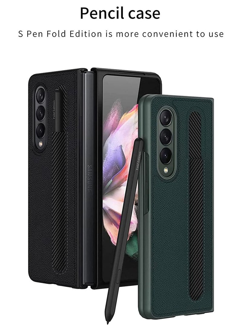 SYOSI for Samsung Galaxy Z Fold 3 5G Case with Pen Holder, Z Fold 3 Leather Case, Luxury Business Pu Leather Case with Pen Slot for Samsung Galaxy Z Fold 3 5G (Black) - Image 5