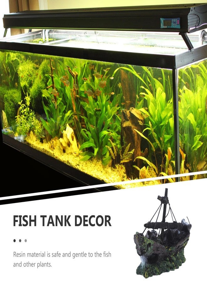 FRCOLOR Aquarium Shipwreck Decor Pirate Ship Wreck Figurine Fish Tank Ornament 4.52X1.96X3.14 Inch Resin Hideout for Betta Fish and Aquatic Pets - Image 3