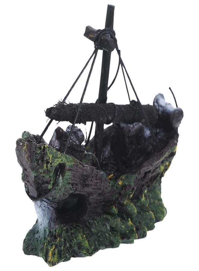 FRCOLOR Aquarium Shipwreck Decor Pirate Ship Wreck Figurine Fish Tank Ornament 4.52X1.96X3.14 Inch Resin Hideout for Betta Fish and Aquatic Pets - Image 1