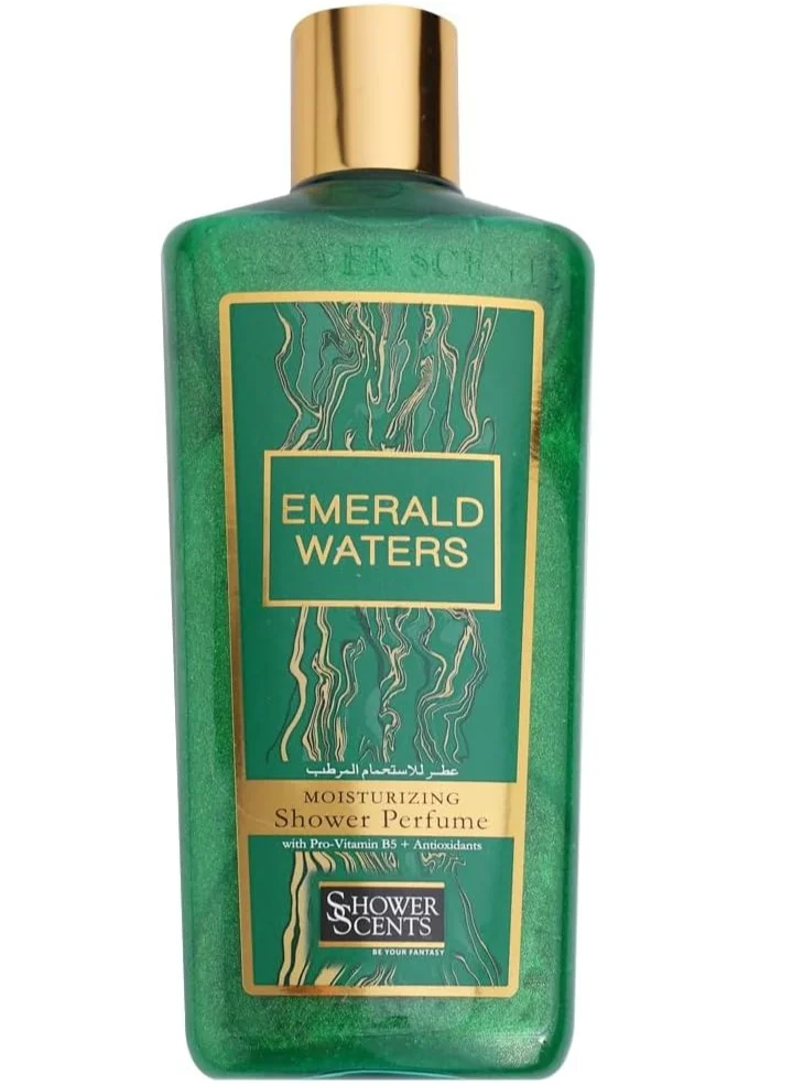 Shower Scents Shower Scents Emerald Waters Shower Perfume 312 ml - Glittery Texture Shower Gel, Long Lasting Fine Fragrance with Moisturizing Formula, Vitamin E, Pro-Vitamin B5 and Antioxidants