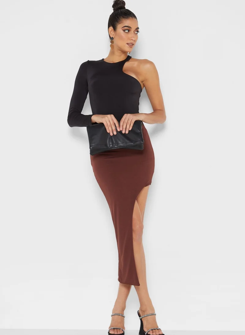 Miss Pap Asymmetric High Waist Bodycon Skirt