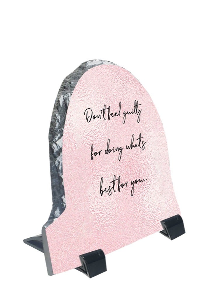 Service Zone Protective Printed White Rock Shape Marble Photo Frame for Table Top Don’t Feel Guilty For Doing Whats Best For You - Image 2