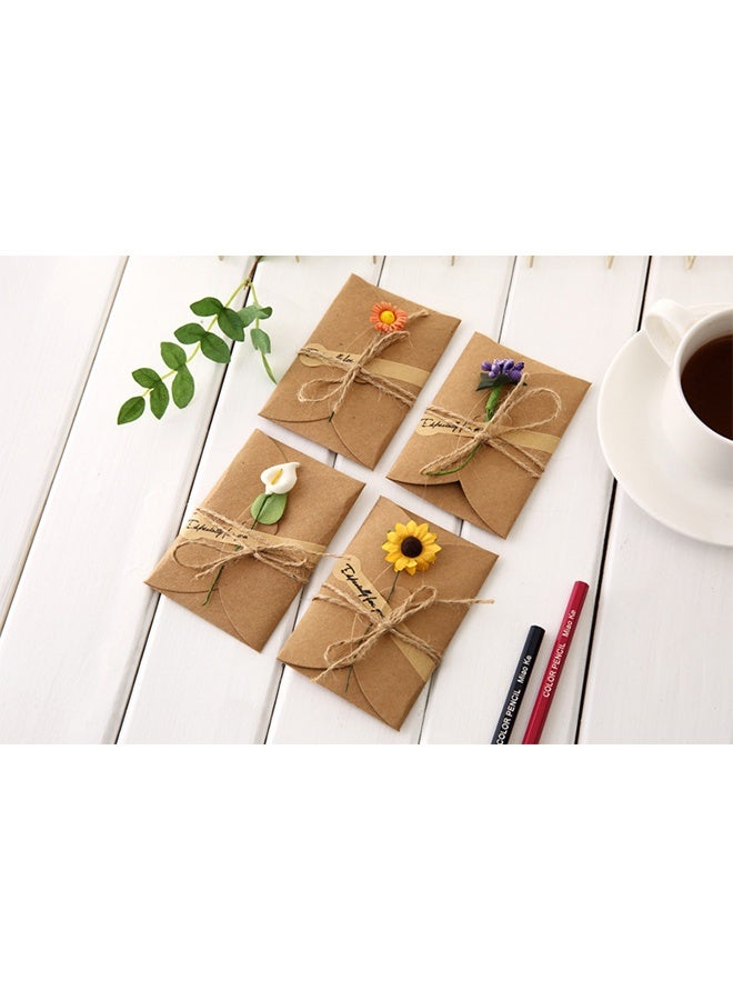 4 Pack Flower Pattern Thank You Card Handmade Invitation Greeting Card Wish Card for Wedding Birthday Festival - Image 2