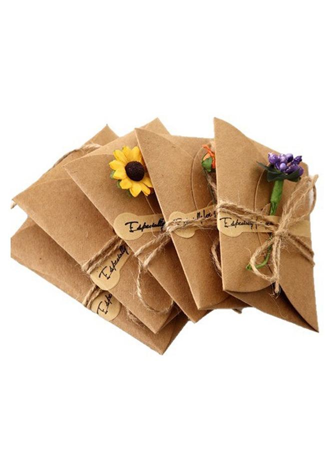 4 Pack Flower Pattern Thank You Card Handmade Invitation Greeting Card Wish Card for Wedding Birthday Festival - Image 1
