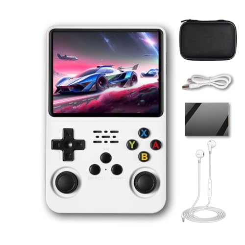 EWDGOES R36S Handheld Game Console 3.5 inch Preinstalled Emulator System White 32GB+64GB - Image 1