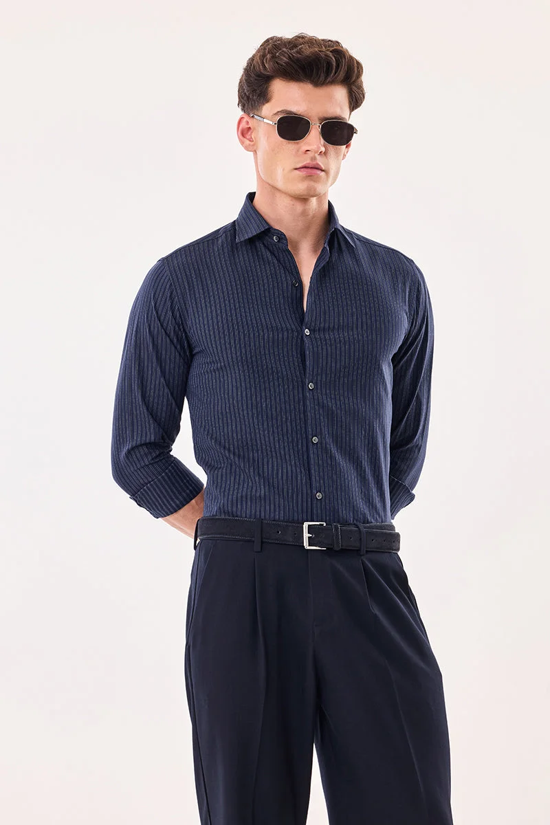 SNITCH Slim Fit Stripes Luxe Shirt
