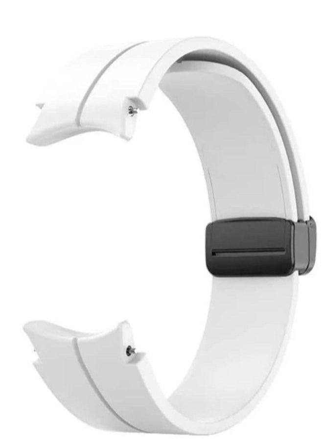 Watch Silicone Folding Magnetic Clasp Compatible with Samsung Galaxy Watch 5 Pro 45mm | Watch 5 44mm 40mm | Galaxy Watch 4, special strap without gap design, white  - Image 1