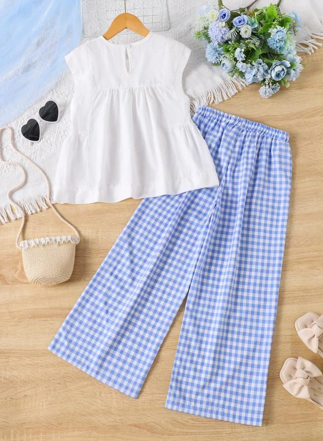 تايك تو مجموعة من بلوزة بدون أكمام وبنطال مربعات للأطفال