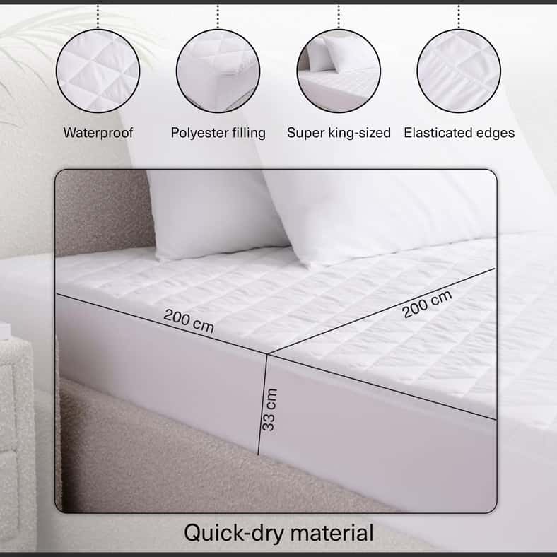 Pan Home Microfibre Waterproof Mattress Protector 200x200+33cm-White - Image 4