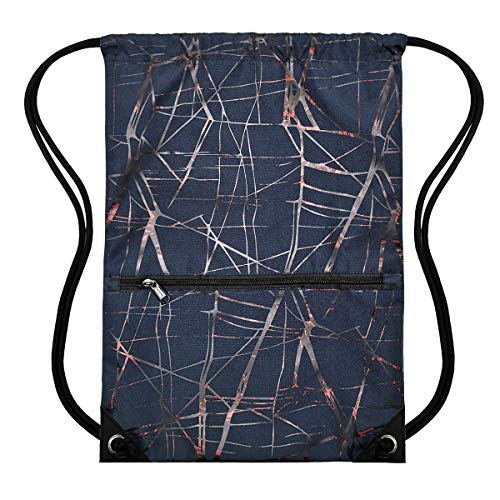 HOLYLUCK Drawstring Backpack Bag Sport Gym Sackpack (metallic-navy blue) - Image 3
