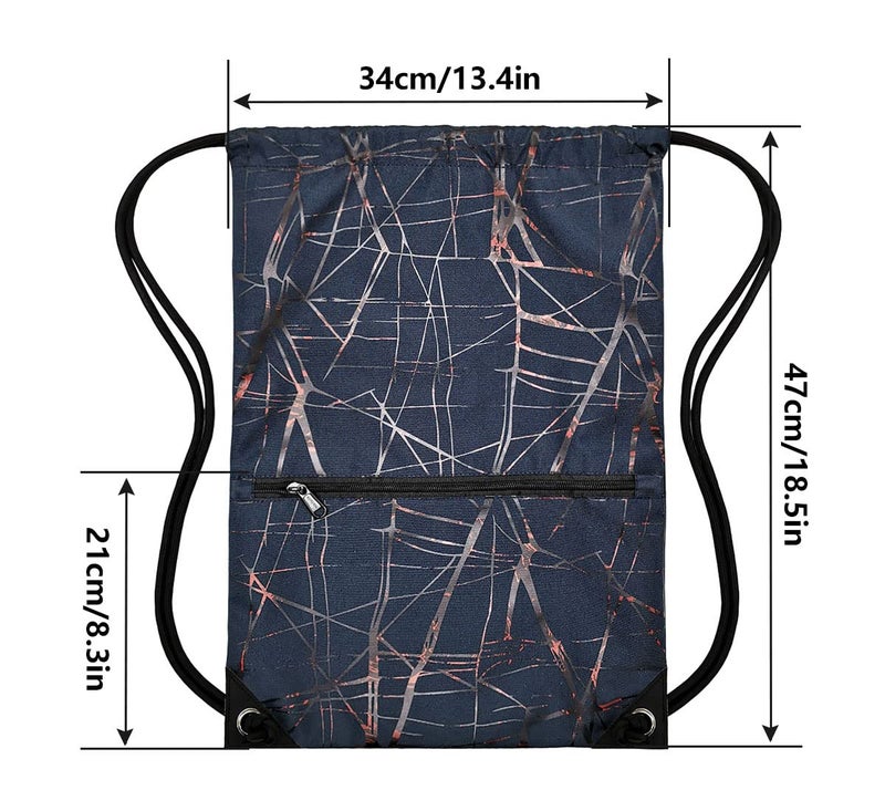 HOLYLUCK Drawstring Backpack Bag Sport Gym Sackpack (metallic-navy blue) - Image 2