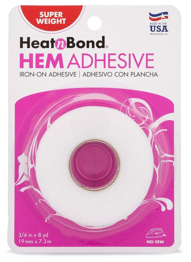 HeatnBond - HeatnBond Hem Iron-On Adhesive, Super Weight, 3/4 Inch x 8 Yards, White - Image 1