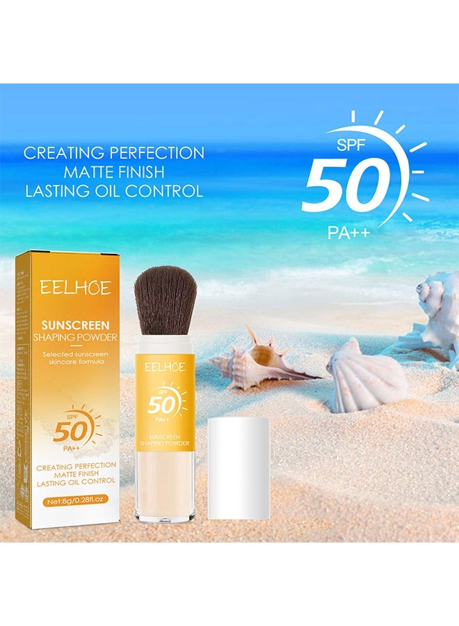 EELHOE Sunscreen Setting Powder, SPF 50 PA++, UVA And UVB Protection, No Parabens, Gluten Free, Vegetarian, Hypo-Allergenic, Long-Lasting Lightweight Breathable Sunscreen Power, With Soft Sunscreen BrushSunscreen Setting Powder 8g - Image 2