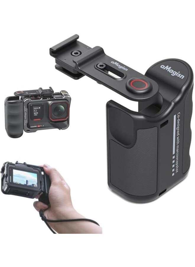 aMagisn Ergonomic Street‑Shooting Handle for Insta360 / DJI Action / GoPro Hero Series – Soft‑Grip PA+ABS Camera Hand Grip with Adjustable Shutter, Dual Cold‑Shoe Expansion & 1/4″ Thread - Image 1