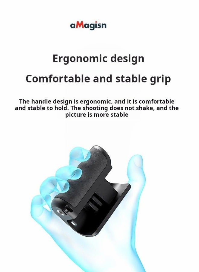 aMagisn Ergonomic Street‑Shooting Handle for Insta360 / DJI Action / GoPro Hero Series – Soft‑Grip PA+ABS Camera Hand Grip with Adjustable Shutter, Dual Cold‑Shoe Expansion & 1/4″ Thread - Image 3